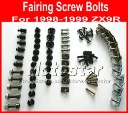 Ny professionell Motorcykel Fairing Screws Bolt Kit för Kawasaki 1998 1999 ZX9R 98 99 ZX 9R Svart eftermarknadsfeor Bultar skruvdelar