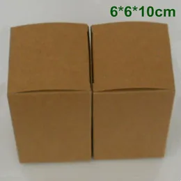 6 * 6 * 10cm Kraft Papper Box Presentförpackning Box för smycken Ornament Perfym Essential Olja Kosmetisk flaska Bröllop Candy Tea DIY SOAP Packing