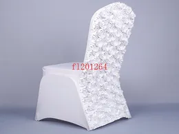 100pcs/lot Free Shipping New Arrival Universal Rose Satin Spandex Chair Cover Covers With Satin Flower In Back For Wedding Party Banquet
