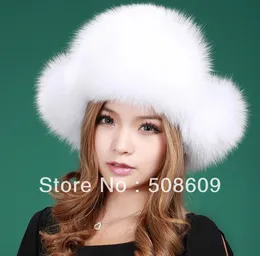 Atacado-novo Real Fox Fur Chapéu Trooper Chapéu Inverno Russo Ushanka Mulheres Cap frete grátis 1253