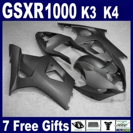 스즈키를위한 모든 무광택 블랙 페어링 키트 GSXR1000 2003 2004 K3 브랜드 신체 키트 GSXR 1000 03 04 무료 윈드 스크린