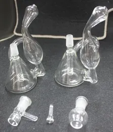 5sets/lot Mini Beaker Recycler Glass Bong Hand Blown Unique Design Small Water Pipe 6 inch Oil Rig Bubbler Sale Delicate Appearance