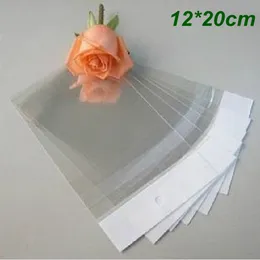 12*20cm Self Adhesive Clear Plastic Bag OPP Poly Bag Pouch Hang Hole Gift Packaging Packing Bags for Crafts Jewelry Ornaments Rings Earrings