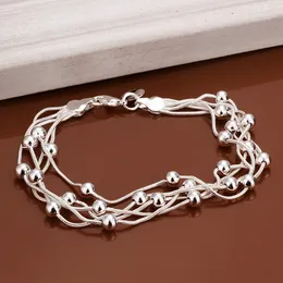 Free Shipping with tracking number Top Sale 925 Silver Bracelet Light bead snake chain Bracelet Silver Jewelry 20Pcs/lot cheap 1793