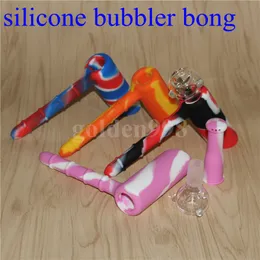 Кальяны оптом силиконовый молоток Bubbler Bong Percolator Bongs Water Pipe Dab Bear Oil Rigs Skull стеклянные трубы