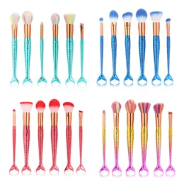 6 Pcs Colorido Sereia Pincéis Definir Rosto Maquiagem Dos Olhos Comestic Mistura Em Pó Contorno Sobrancelha Blush Eyeshadow Sobrancelha Beleza Ferramenta