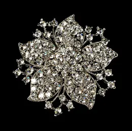 2.1" Large Clear Rhinestone Crystal Vintage Look Bouquet Flower Pin Brooch
