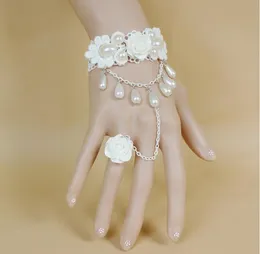 Eleganti guanti da sposa Accessori per matrimoni perle Bracciale in pizzo rosa bianca perla per le damigelle da damigella d'onore da damigella d'onore gioielli da festa principessa