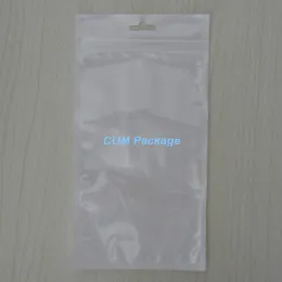 12x23cm (4.7"x9.1") White / Clear Self Seal Zipper Lock Bag Retail Packaging Plastic Zipper Seal Packing Pouch Poly Bag With Hang Hole
