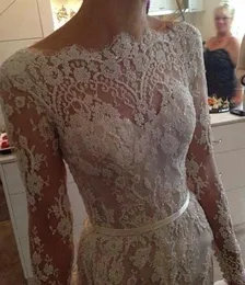 Billiga eleganta vita långärmade sjöjungfrun spetsar med underlag långa parti klänningar illusion bodice prom klänningar cocktail homecoming klänningar