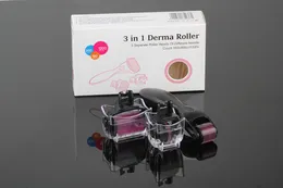 180 600 1200 Nålar Micro Needle Roller Skin Dermaroller för kropp och ansikte 3in1 Medicinsk rostfritt stål kit Derma Roller