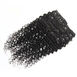 8st / parti 120g Brasiliansk Vrgin Deep Curly Clip i Human Hair Extensions # 1b 16 "-24" Remy Human Hair Clip In Hair Pieces