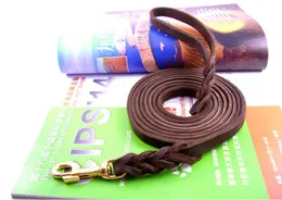 30 pçs / lote Trançado Artesanal de Couro Genuíno De Cobre Gancho Trela ​​Do Cão Pet Training Leash Andando Chumbo Para Cães de Médio Grande