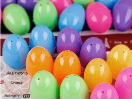 Darmowa Wysyłka Plastikowe Easter Eggs 4x6 CM Do Wesele Party Dekoracja Plastikowa Zabawki Kapsuł Stałe Kolorowe Jajka Zabawki 100 sztuk / partia