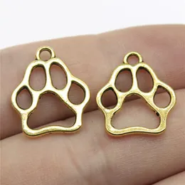 Charms Dog Paw Antyczne Wisiorki, Vintage Tybetańska Biżuteria Silver, DIY Biżuteria Akcesoria do bransoletki Naszyjnik 19x17mm