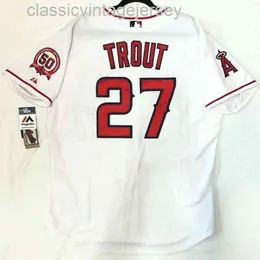 Män kvinnor barn med. Mike Trout on Field Rookie Jersey broderi nya basebolltröjor