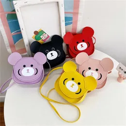 PU Leather Children's Shoulder Messenger Bags Girls Princess Change Coin Purse Handbags Cute Bear Small Wallet Crossbody Bag