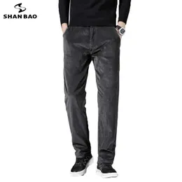 SHAN BAO corduroy comfortable cotton men's straight casual pants autumn winter brand clothing classic embroidery trousers 210709