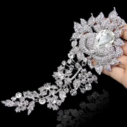 Flower Brooch For Women Crystal Broche Femme Metal Pins Bridal Wedding Accessories Party Jewelry Large Badge Girl