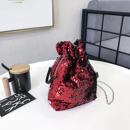 Ins Super Fire Fashion Pail Bag With Sequins Women 2021 Korean Chain Slung Shoulder Cross Body