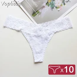 10 Pcs/Lot Voplidia T-back Women VS Panties Sexy Lace Underwear Thongs and G strings Female Seamless Lace Lingerie Underwear 035 211021
