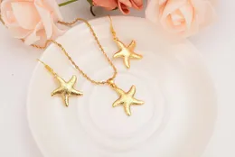 18 K Yellow Solid Gold starfish Pendant Necklace earrings hippocampus animal Papua Guinea Traditional party Jewelry