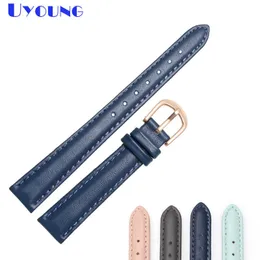 Genuine Leather Bracelet 14mm 16mm 18mm 20mm Soft Watch Band Simple Watch Strap Womens Leather Watchband Blue Color H0915