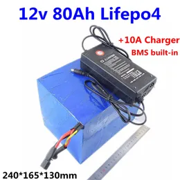 GTK 2000 циклов LifePO4 12V 80AH литиевая железная аккумуляторная батарея с BMS для солнечной системы хранения энергии UPS RV + 10A зарядное устройство