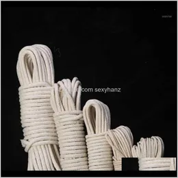 Garnkläder Tyg Apparel Drop Leverans 2021 468101220mm Naturligt flätat Runda Rope DIY Handwork Cotton Cords AllPurpose 10M25M50M75M100M1