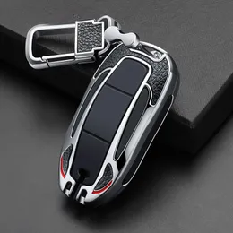 Zinc Alloy Car Remote Smart Key Cover Protective Shell Fob Keychain för Tesla Model 3 X S 2017 2018 2019 2020 Skyddsklistermärke