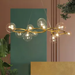 LED-Decken-Hängelampe, Glas, rauchgrau, Art-Decor, Bar-Pendelleuchten, modern für Esszimmer, Messing-Zykluslampe mit G9-Glühbirne