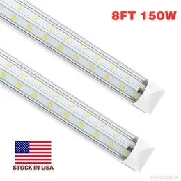 T8 V shaped 8ft 150W led tube lights integrated SMD5730 4ft 8 foot cooler door lighting double row shop lights tubes fluorescent fixture