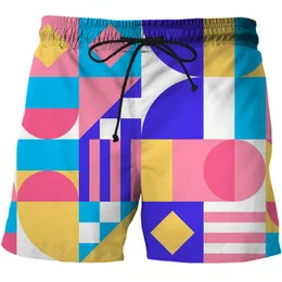 Mäns Shorts 2021 Sommar Swimming Trunks Geometri 3D Utskrift Casual Beach Byxor Fitness Street Bekväm Mode Sport