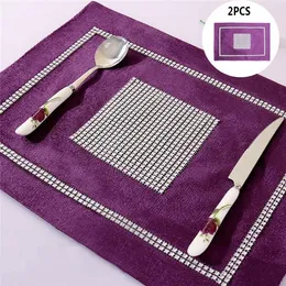 Mats & Pads 2PCS Placemats For Dining Table With Sparkle Luxury Diamante Mat Birthday Wedding Party Decoration 12x16 Inches