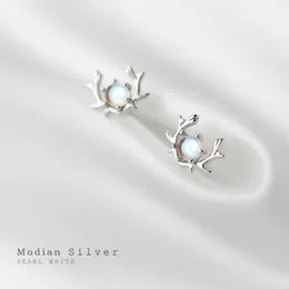 Äkta 925 Sterling Silver Gradient Färgkristall Antlers Stud Örhängen för kvinnor Korea Style Fine Smycken 210707