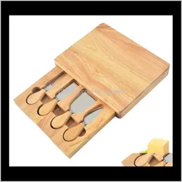 Kitchen Kitchen, Dining Bar Home & Garden Drop Delivery 2021 Rec Shape Rubber Box Set,Cheese Set With Cutting Board Made Of Wood And Stainles