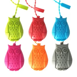 Silicone Owl Loose Tea Bag Holder Infuser Filter Perforated Strainer Teaspoon FilterInfuser Cartoon Leaf Teas Maker FHL168-WLL