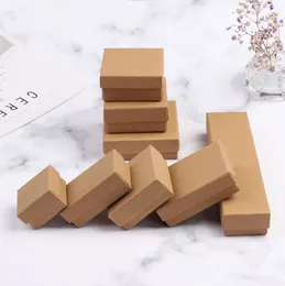 Brown Kraft Jewelry Packing Necklace Earring Ring Box Kraft Paper Cardboard Jewelry Boxes for Wedding Party Gift Packing