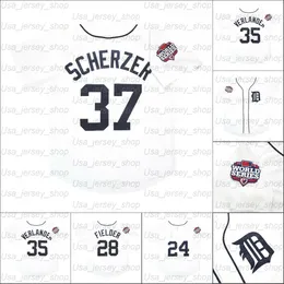 레트로 야구 저지 2012 타이거스 홈 유니폼 37 Max Scherzer 24 Miguel 35 Justin Verlander 28 Prince Fielder