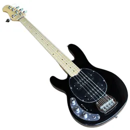 5 Strings Left-handed Electric Bass Guitar with Chrome Hardware,Black Pickguard,Humbucking pickups,Can be customized