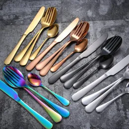 Delicate Stainless Steel Flatware Set Colorful Plated Spoon Fork Knife Set Dinnerware Tableware Set Coffee Spoons Stir Teaspoon