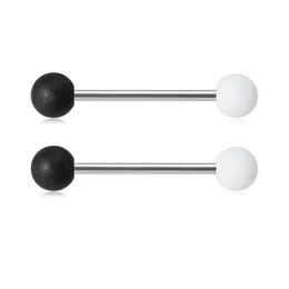 Acrylic Tongue Barbell Piercing Black White Nipple Ring Stainless Steel Bar piercing Stud Sexy Body Jewelry