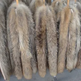 60/70 / 75 cm Zima Natural Fur Collar Real Fox Fur Collar Naturalny Furowy Opaska Przycinanie Coat Hat Scarf Akcesoria H0923