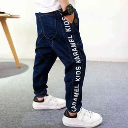 retail 2021 new spring kids cotton pants boys letter jeans kids stylish trousers loose pants roupas infantis menina leggings G1220