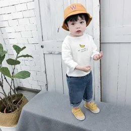 Spring autumn boys fashion banana printed Tops chic Korean kids solid color long sleeve T shirts 210615