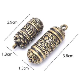 Breloki Brass Buddha Guanyin Sutra Cylinder Wisiorek Brelok Wiszący Naszyjnik Biżuteria Pagonka Medycyna Case Container Butelka G1019