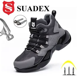 Suadex Work Bezpieczeństwo Mężczyźni z stalową Cap Casual Male Botki niezniszczalne Dowodyopowe Sneakers 211217