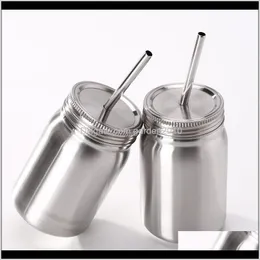 Andra dryckesvaror 500 ml dubbel rostfritt stål burk mason med lock st kaffe öljuice cup wb1058 shiud vlqpm