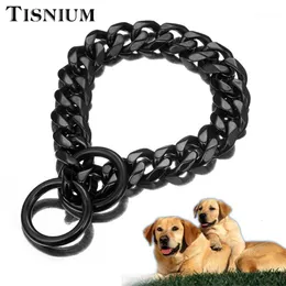 Tisnium النبيلة الفولاذ المقاوم للصدأ الكلب المقود سلسلة طوق الشريحة تعديل حجم الملحقات الحيوانات الأليفة سلامة التدريب حبل الجملة سلاسل 19MM