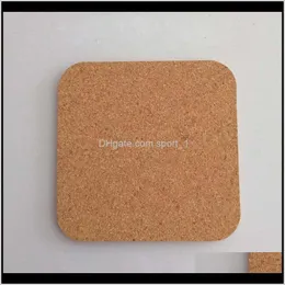 Mats Pads Accessories Kitchen Dining Bar Home Garden Drop Delivery 2021 Natural Square Wood Coffee Cup Heat Resistant Cork Coaster Mat Tea Dr